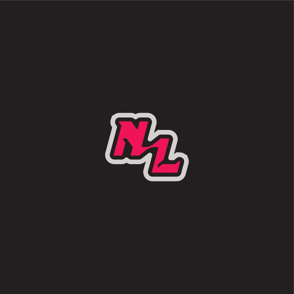 dynamic line monogram logo cool esport concept NL bold sporty gaming style letter vector
