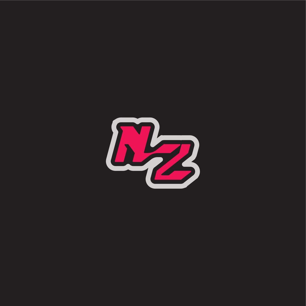 dynamic line monogram logo cool esport concept NZ bold sporty gaming style letter vector