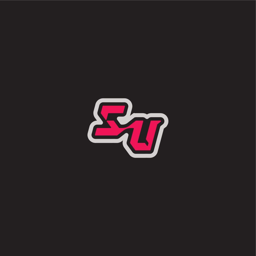 dynamic line monogram logo cool esport concept SU bold sporty gaming style letter vector