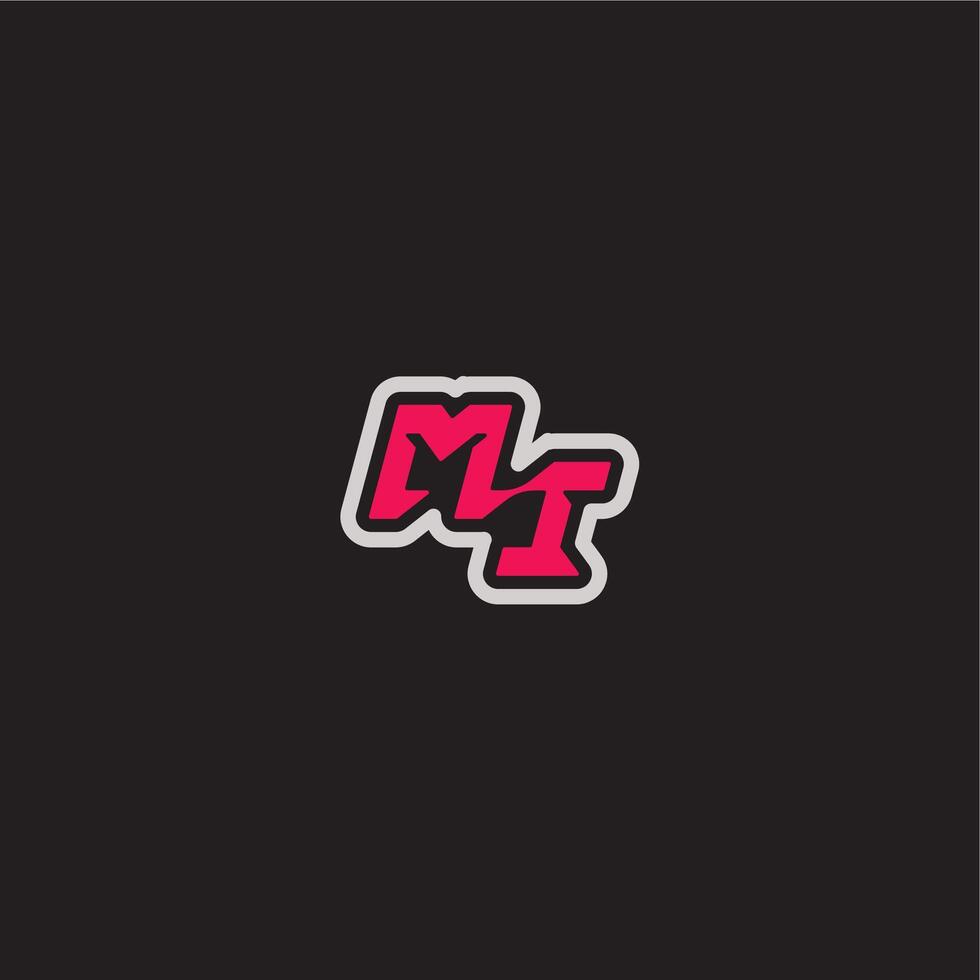 dynamic line monogram logo cool esport concept MI bold sporty gaming style letter vector