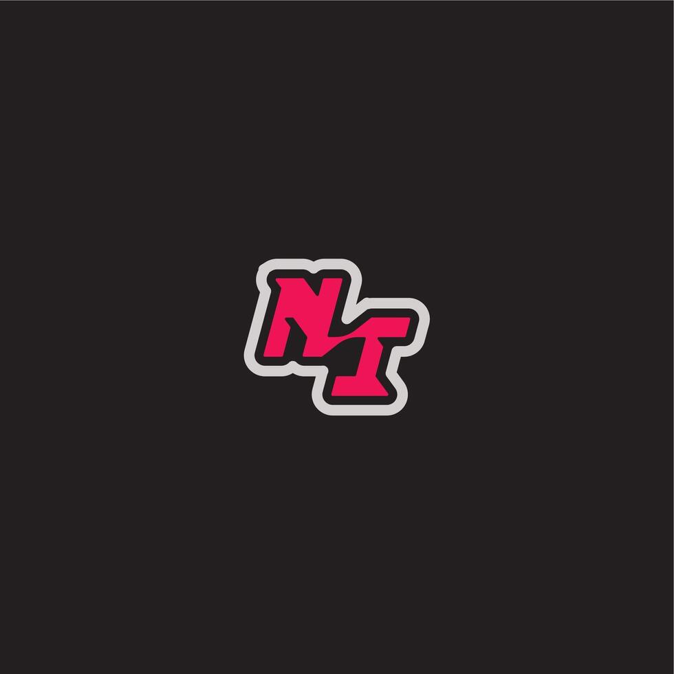 dynamic line monogram logo cool esport concept NI bold sporty gaming style letter vector
