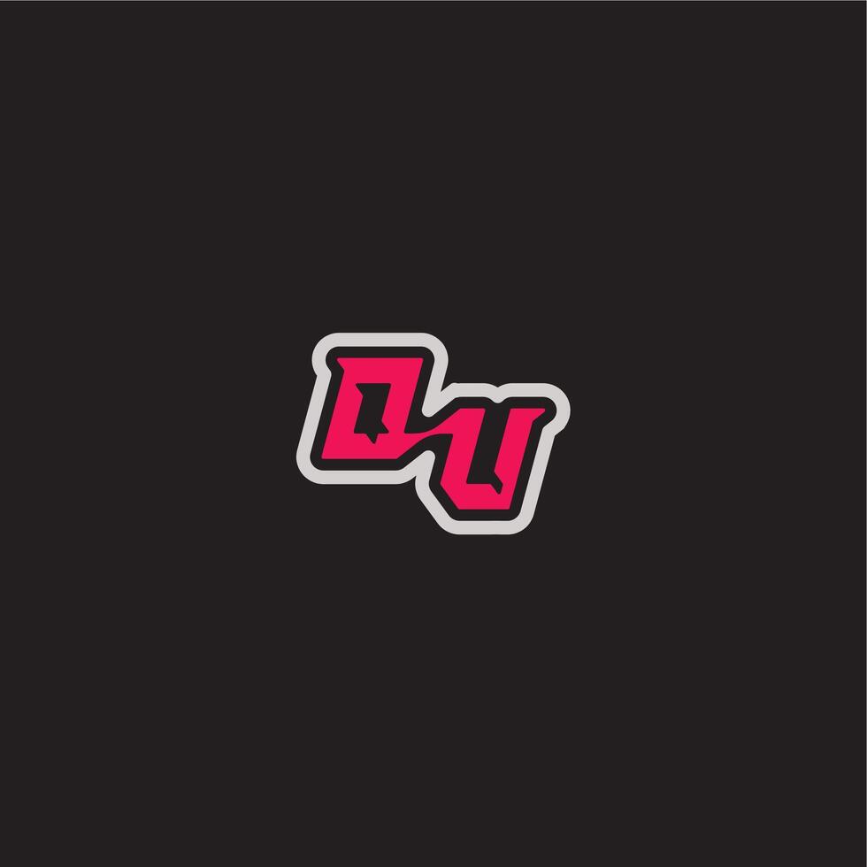 dynamic line monogram logo cool esport concept OU bold sporty gaming style letter vector