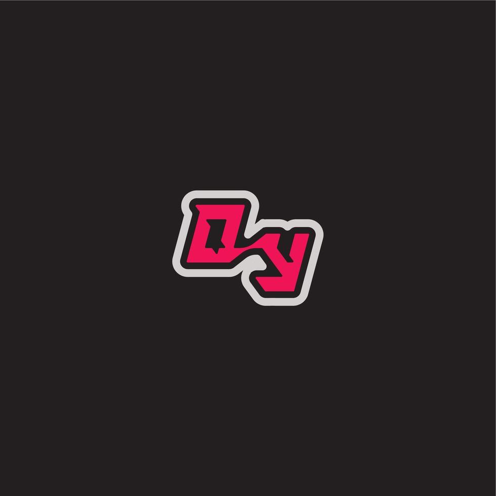 dynamic line monogram logo cool esport concept OY bold sporty gaming style letter vector