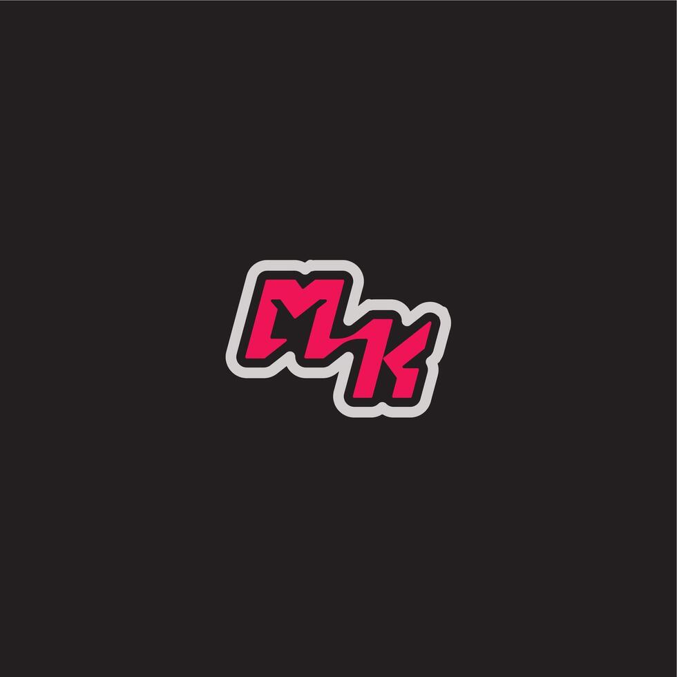 dynamic line monogram logo cool esport concept MK bold sporty gaming style letter vector