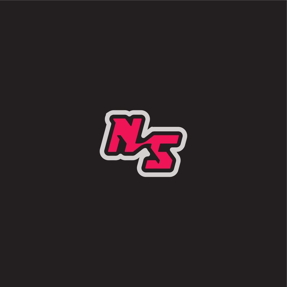 dynamic line monogram logo cool esport concept NS bold sporty gaming style letter vector