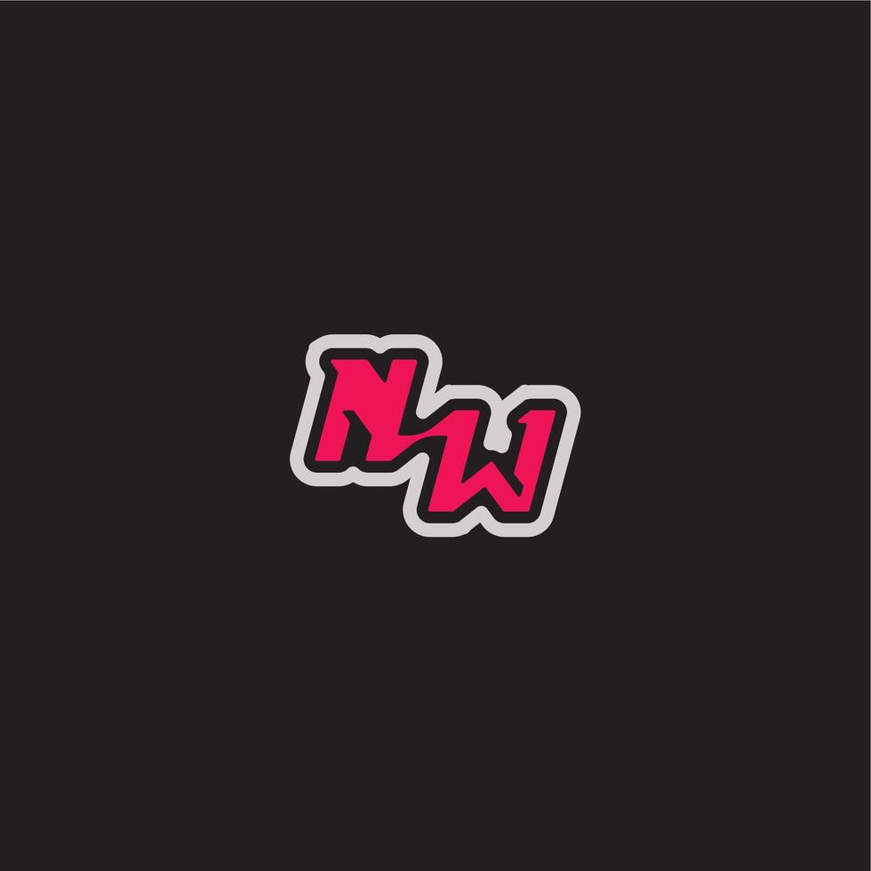 dynamic line monogram logo cool esport concept NW bold sporty gaming style letter vector