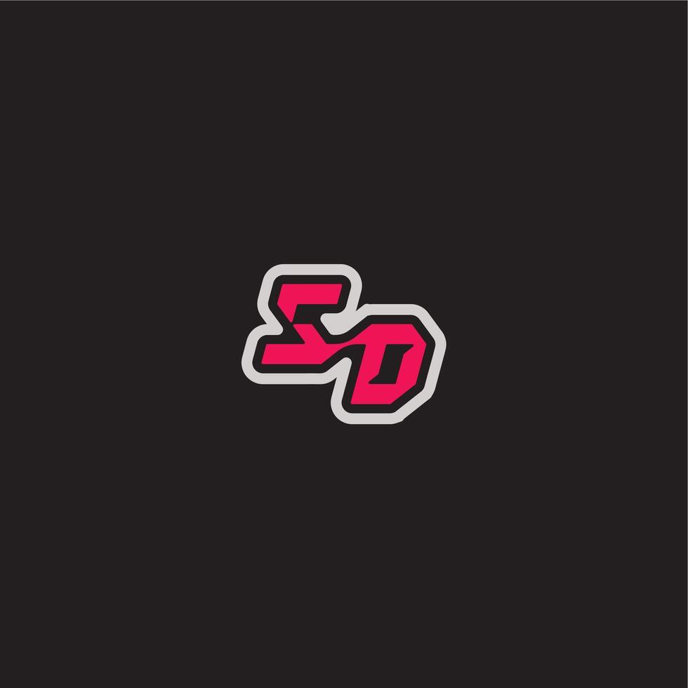 dynamic line monogram logo cool esport concept SD bold sporty gaming style letter vector
