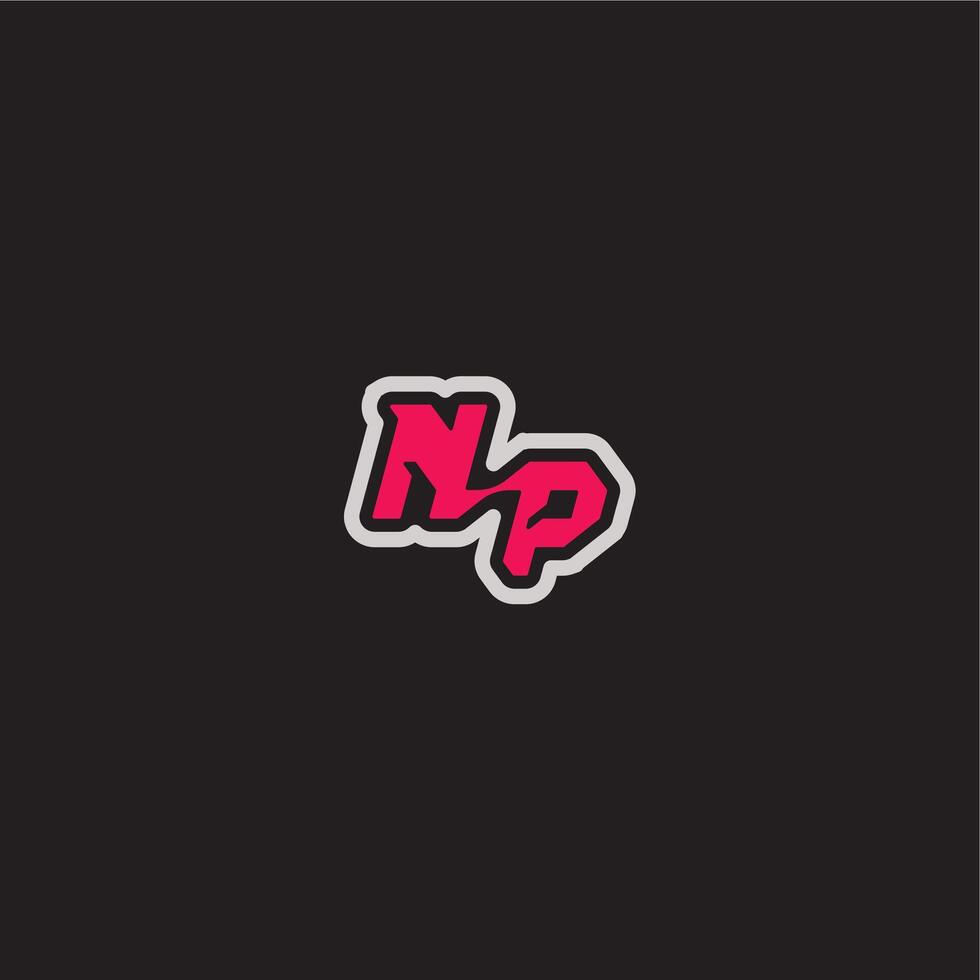 dynamic line monogram logo cool esport concept NP bold sporty gaming style letter vector