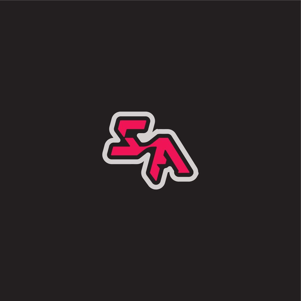dynamic line monogram logo cool esport concept SA bold sporty gaming style letter vector