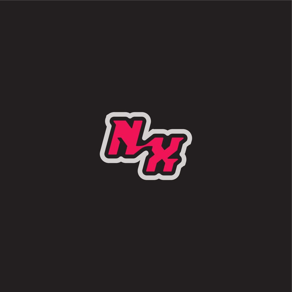 dynamic line monogram logo cool esport concept NX bold sporty gaming style letter vector