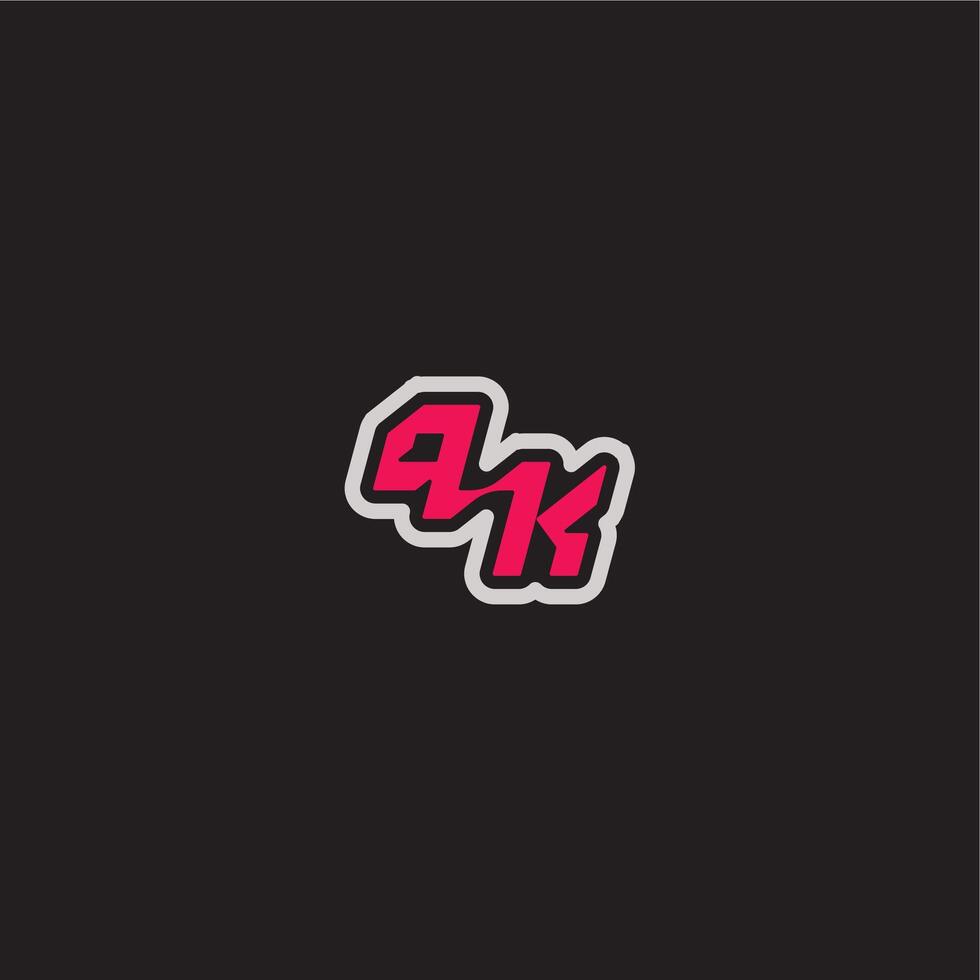 dynamic line monogram logo cool esport concept PK bold sporty gaming style letter vector