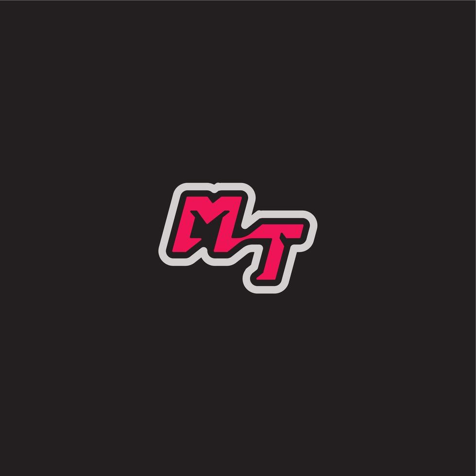 dynamic line monogram logo cool esport concept MT bold sporty gaming style letter vector