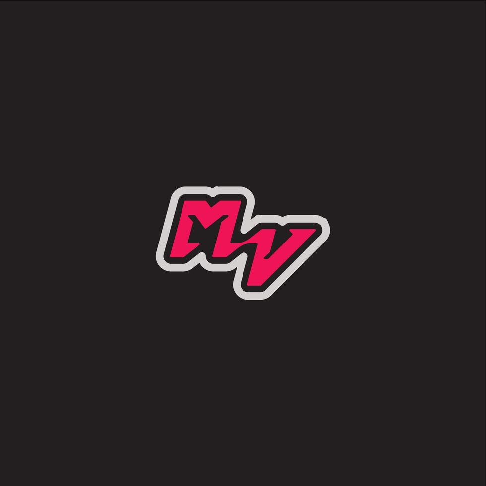 dynamic line monogram logo cool esport concept MV bold sporty gaming style letter vector