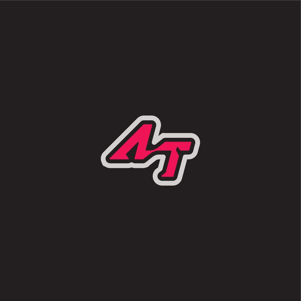 dynamic line monogram logo cool esport concept AT bold sporty gaming style letter vector