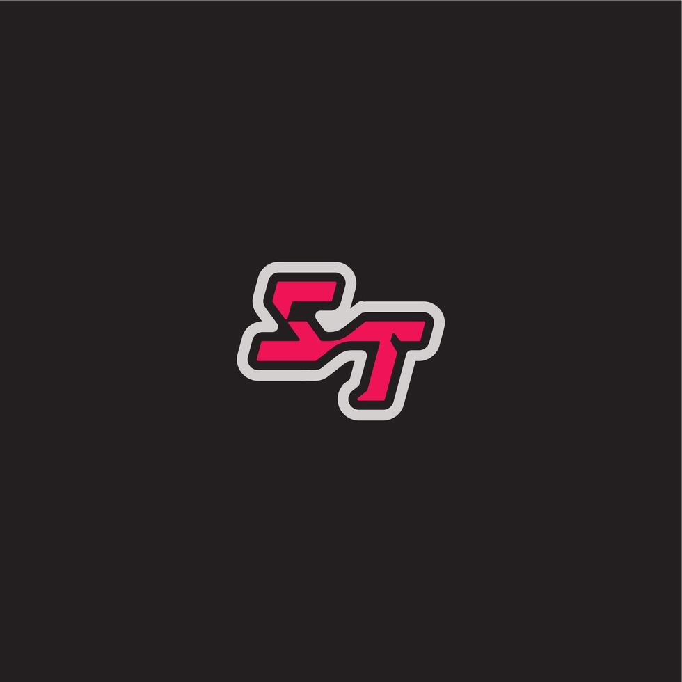 dynamic line monogram logo cool esport concept ST bold sporty gaming style letter vector