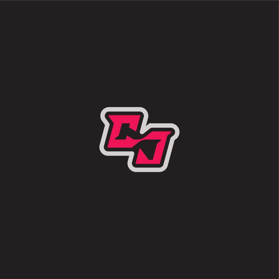 dynamic line monogram logo cool esport concept CJ bold sporty gaming style letter vector