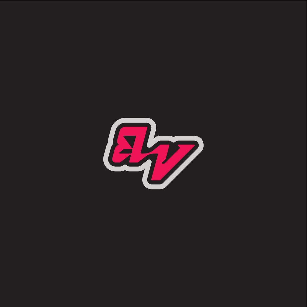 dynamic line monogram logo cool esport concept BV bold sporty gaming style letter vector