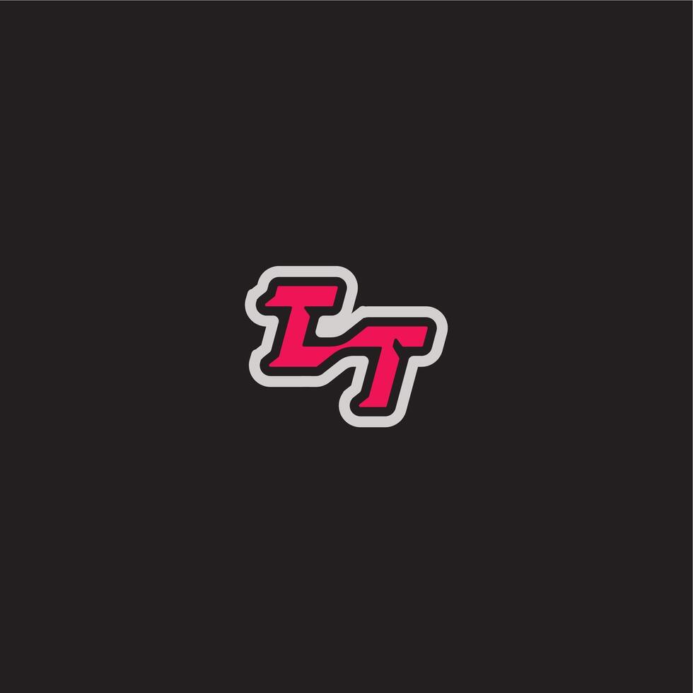 dynamic line monogram logo cool esport concept TT bold sporty gaming style letter vector