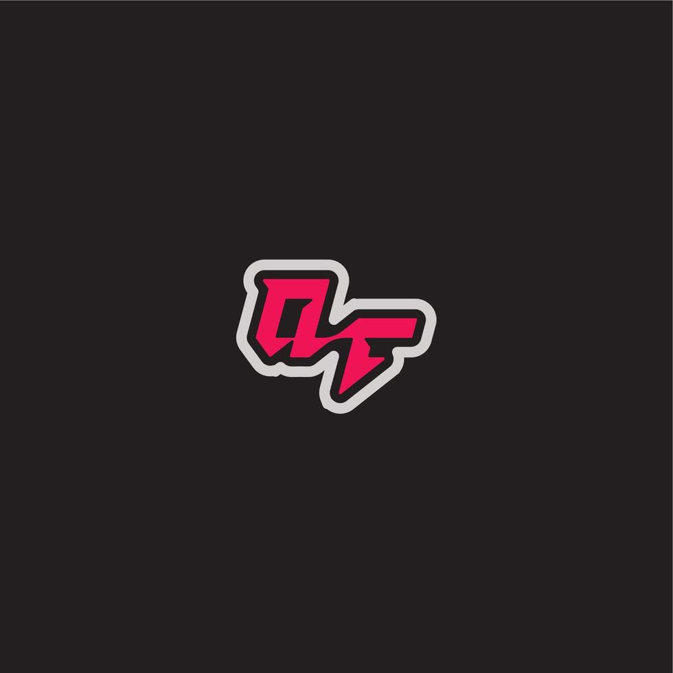 dynamic line monogram logo cool esport concept QF bold sporty gaming style letter vector