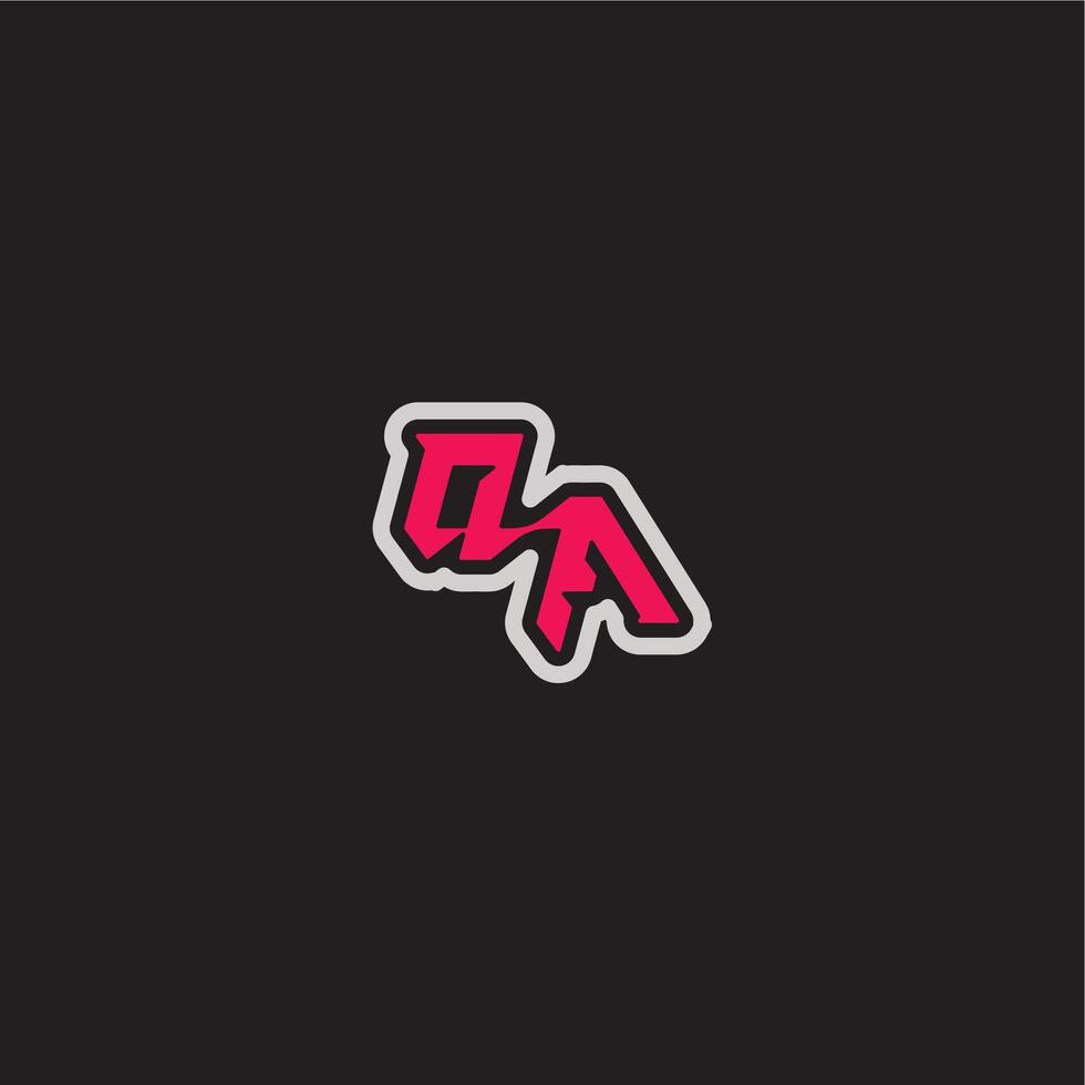 dynamic line monogram logo cool esport concept QA bold sporty gaming style letter vector