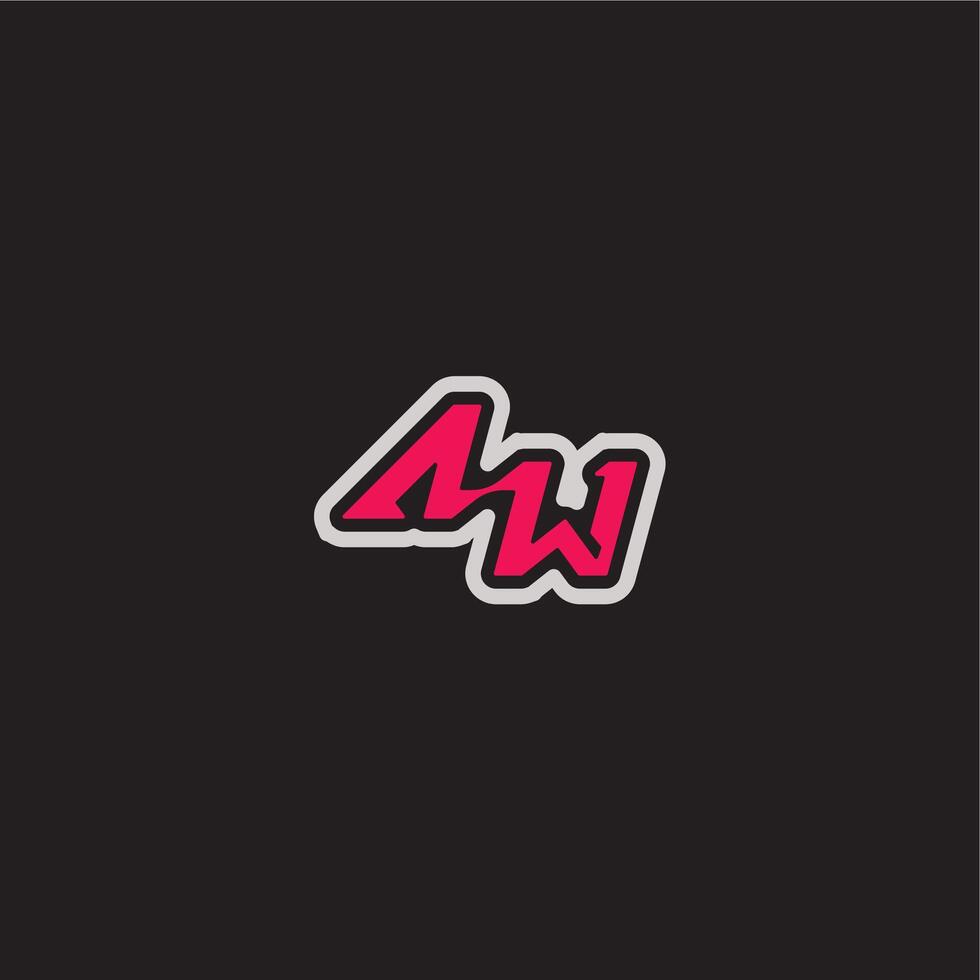 dynamic line monogram logo cool esport concept AW bold sporty gaming style letter vector