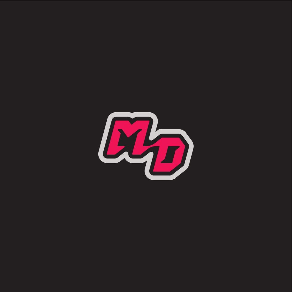 dynamic line monogram logo cool esport concept MD bold sporty gaming style letter vector