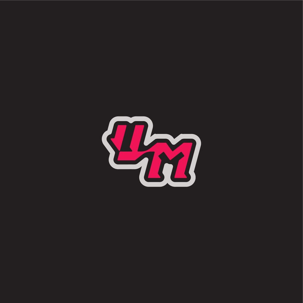 cool esport concept UM dynamic line monogram logo letter bold sporty gaming style vector