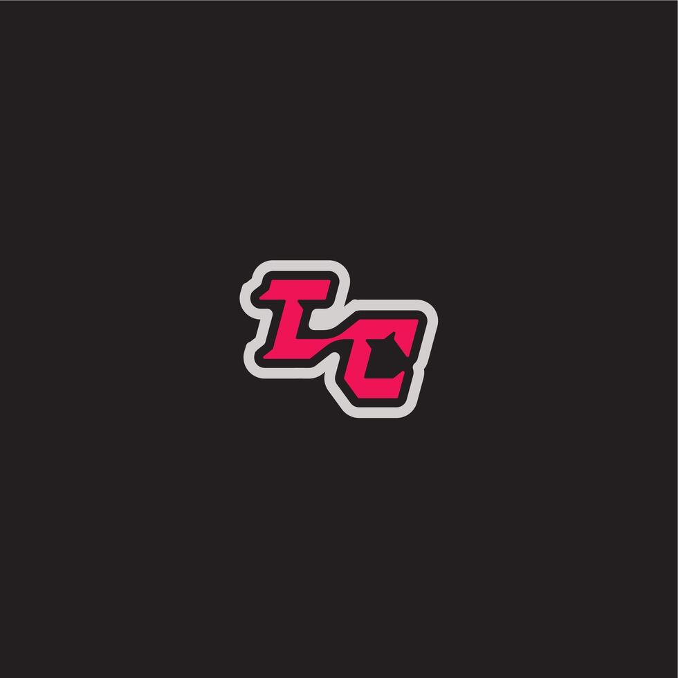 dynamic line monogram logo cool esport concept TC bold sporty gaming style letter vector