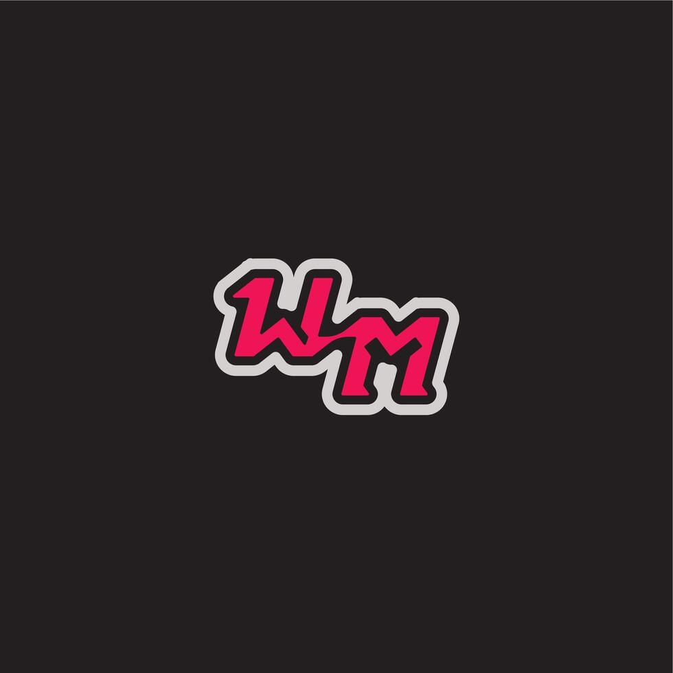 cool esport concept WM dynamic line monogram logo letter bold sporty gaming style vector