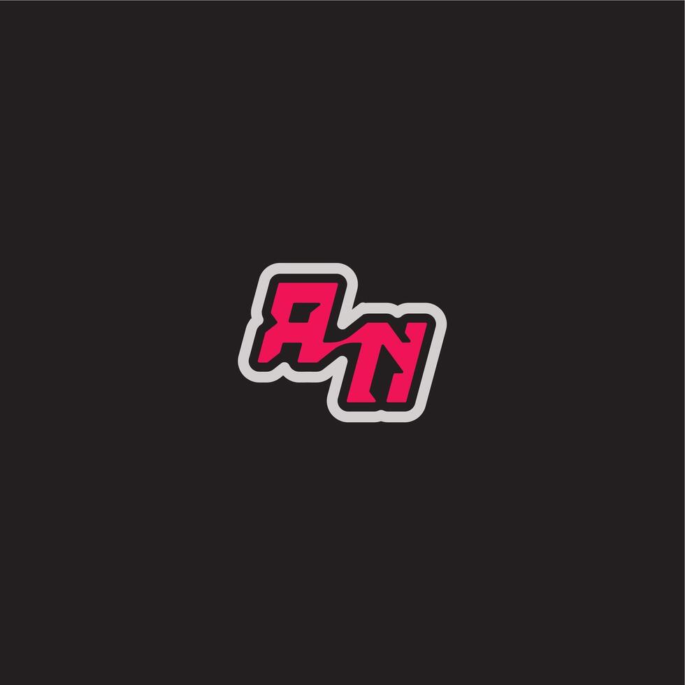 dynamic line monogram logo cool esport concept RN bold sporty gaming style letter vector