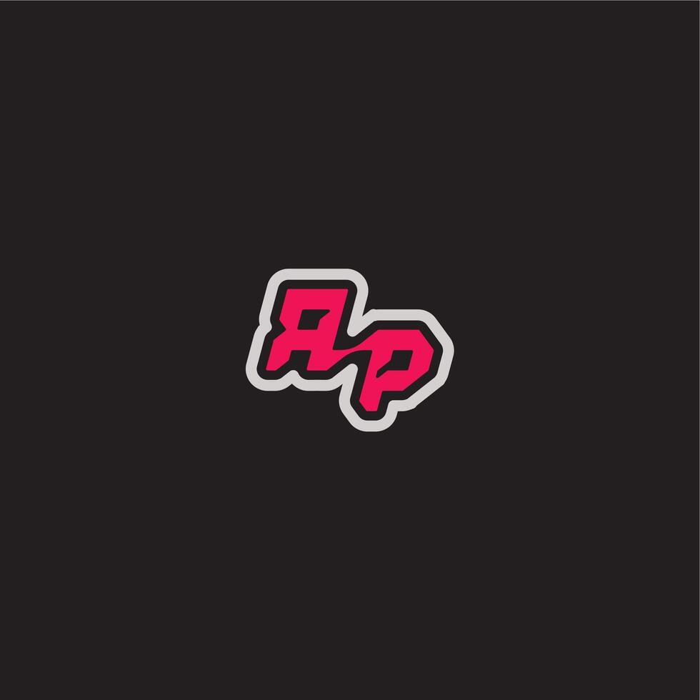 dynamic line monogram logo cool esport concept RP bold sporty gaming style letter vector