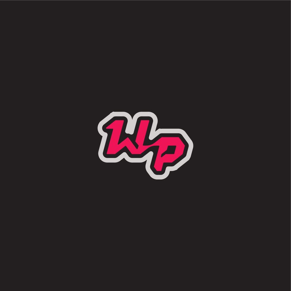 cool esport concept WP dynamic line monogram logo letter bold sporty gaming style vector
