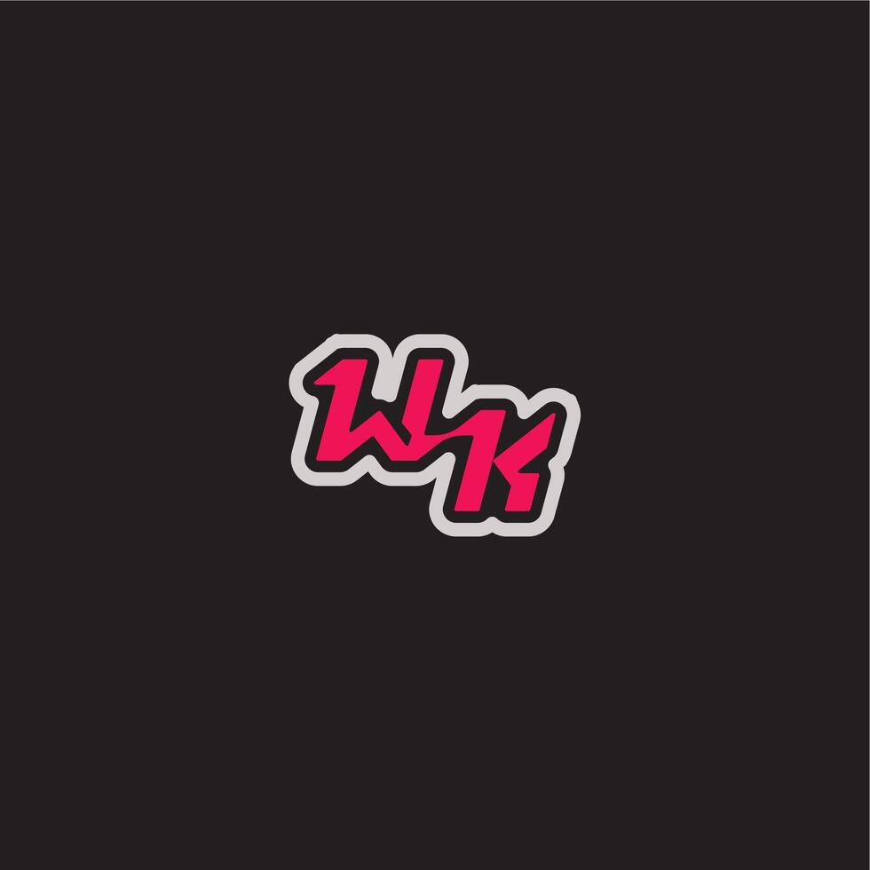 cool esport concept WK dynamic line monogram logo letter bold sporty gaming style vector