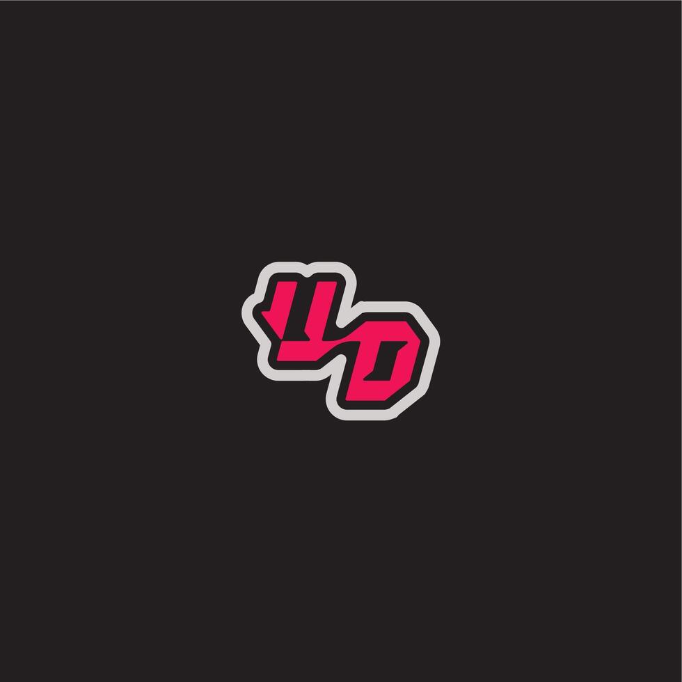cool esport concept UD dynamic line monogram logo letter bold sporty gaming style vector