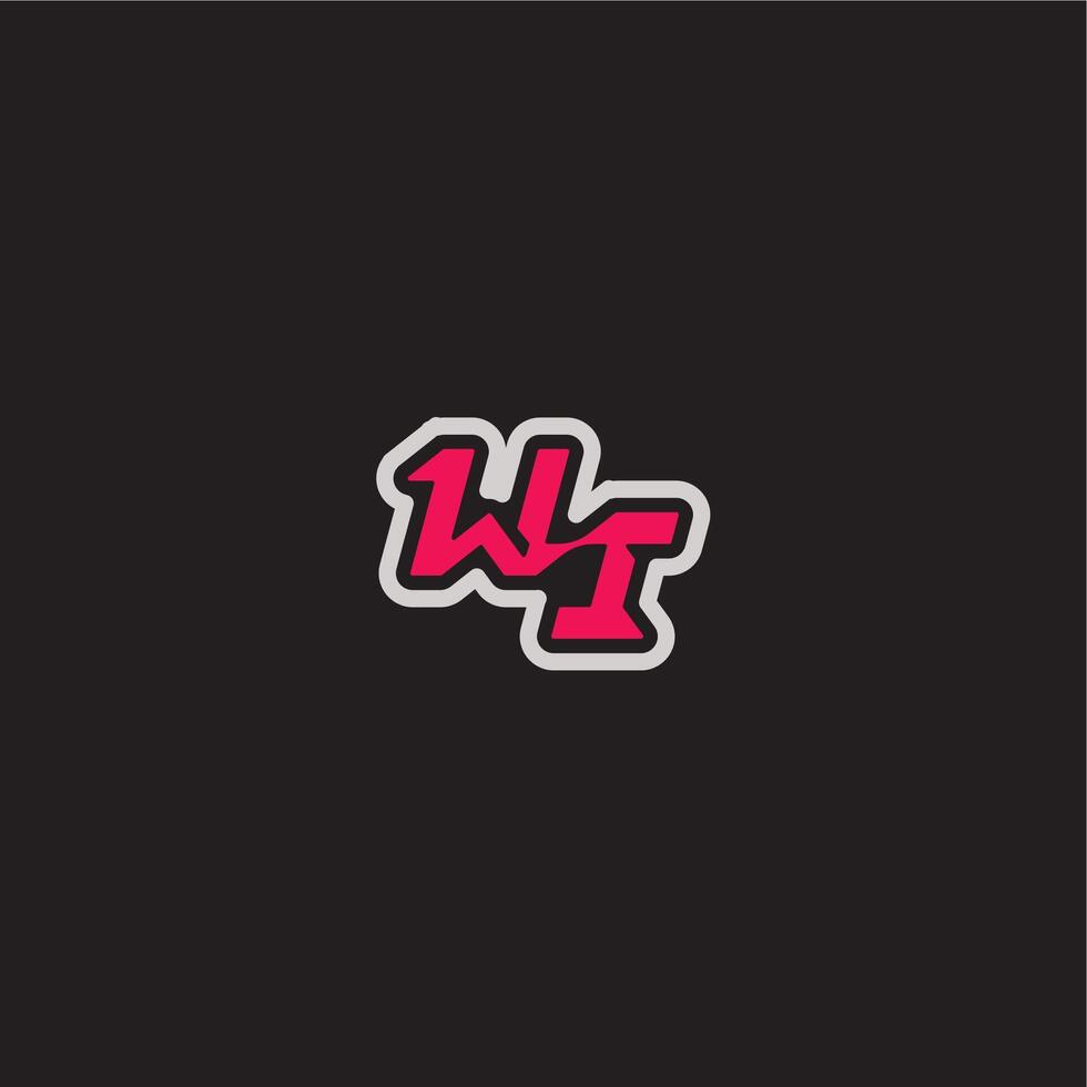 cool esport concept WI dynamic line monogram logo letter bold sporty gaming style vector