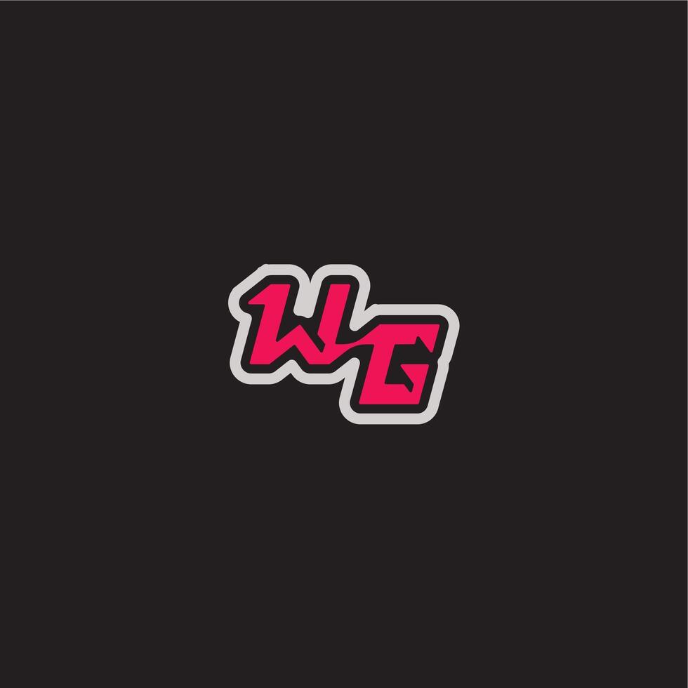 cool esport concept WG dynamic line monogram logo letter bold sporty gaming style vector