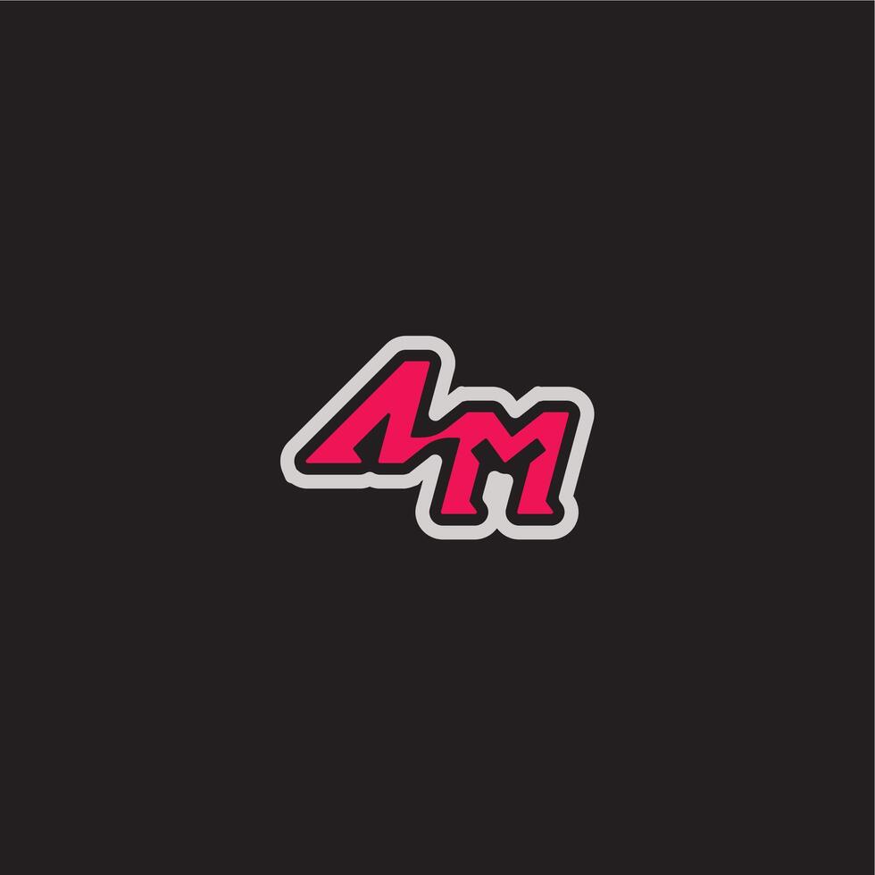 dynamic line monogram logo cool esport concept AM bold sporty gaming style letter vector