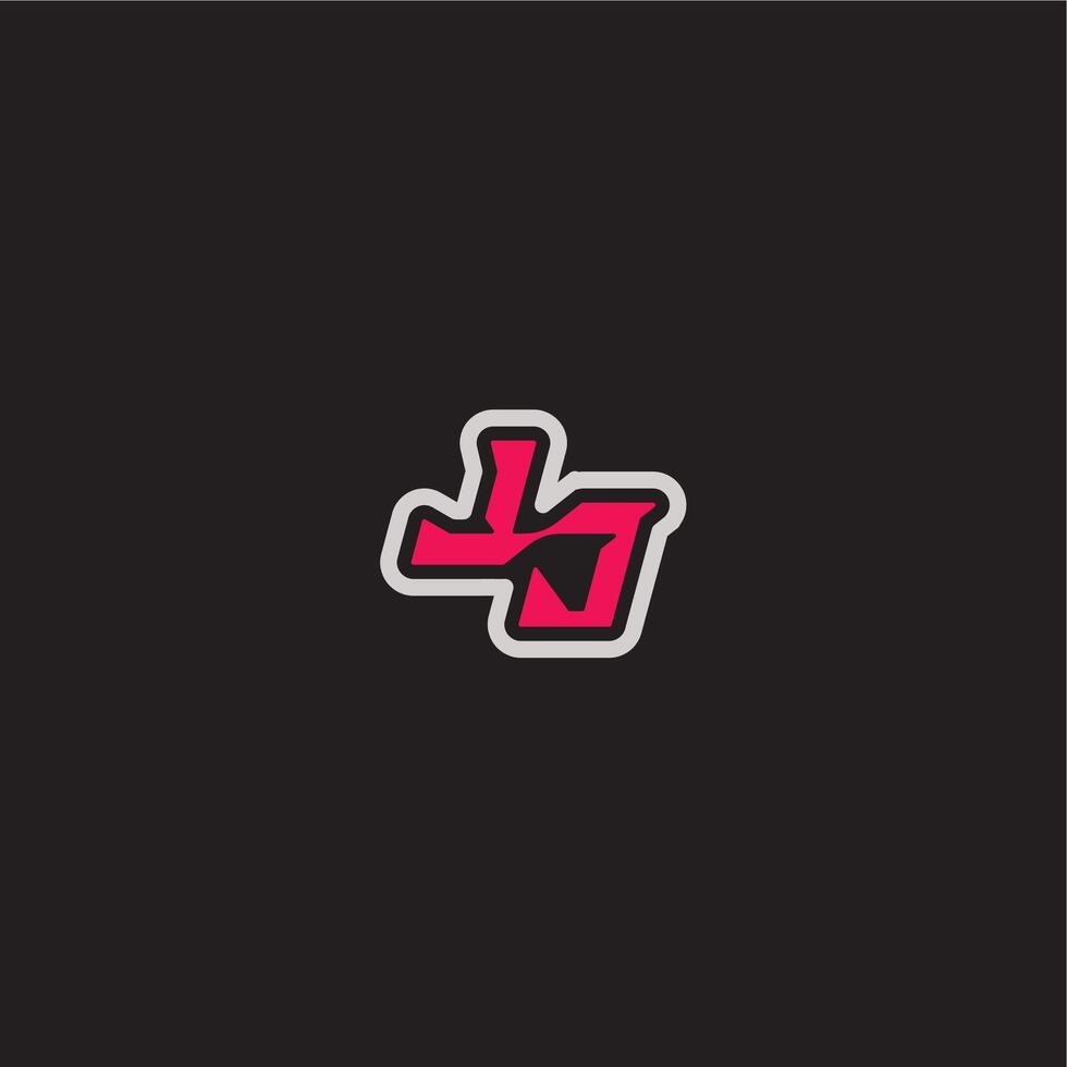 dynamic line monogram logo cool esport concept LJ bold sporty gaming style letter vector