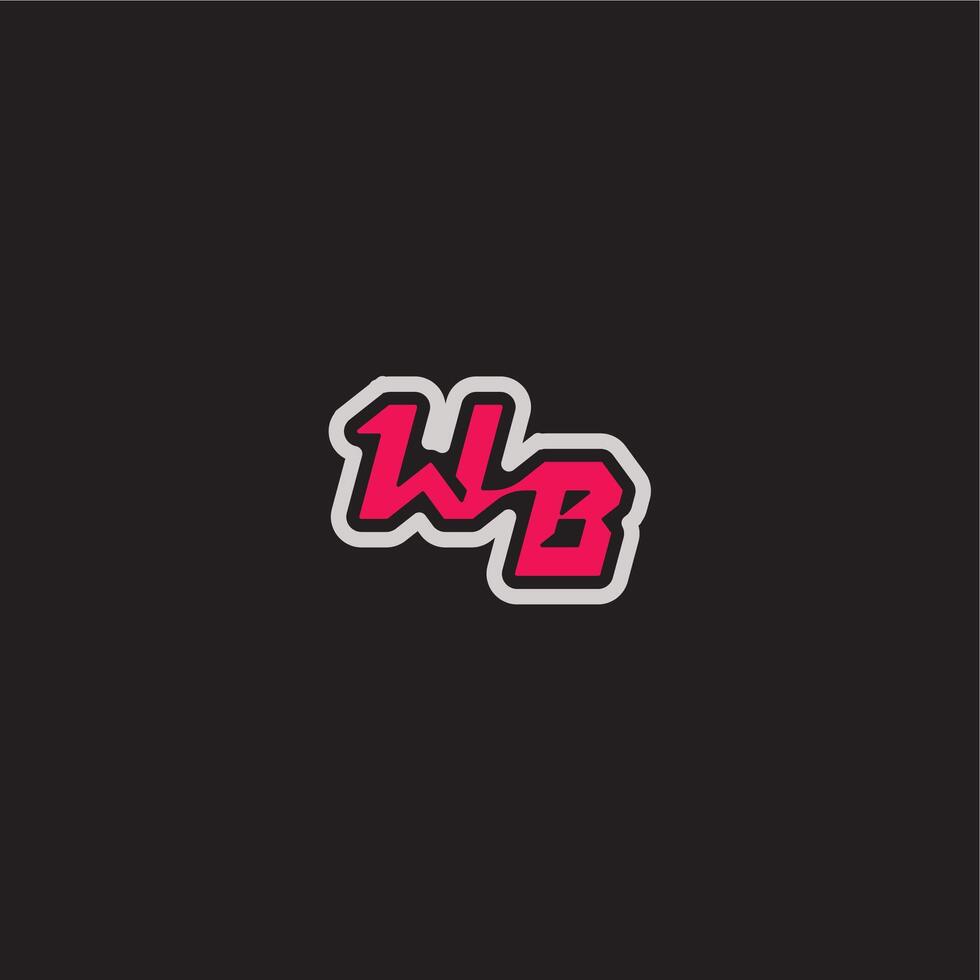 cool esport concept WB dynamic line monogram logo letter bold sporty gaming style vector