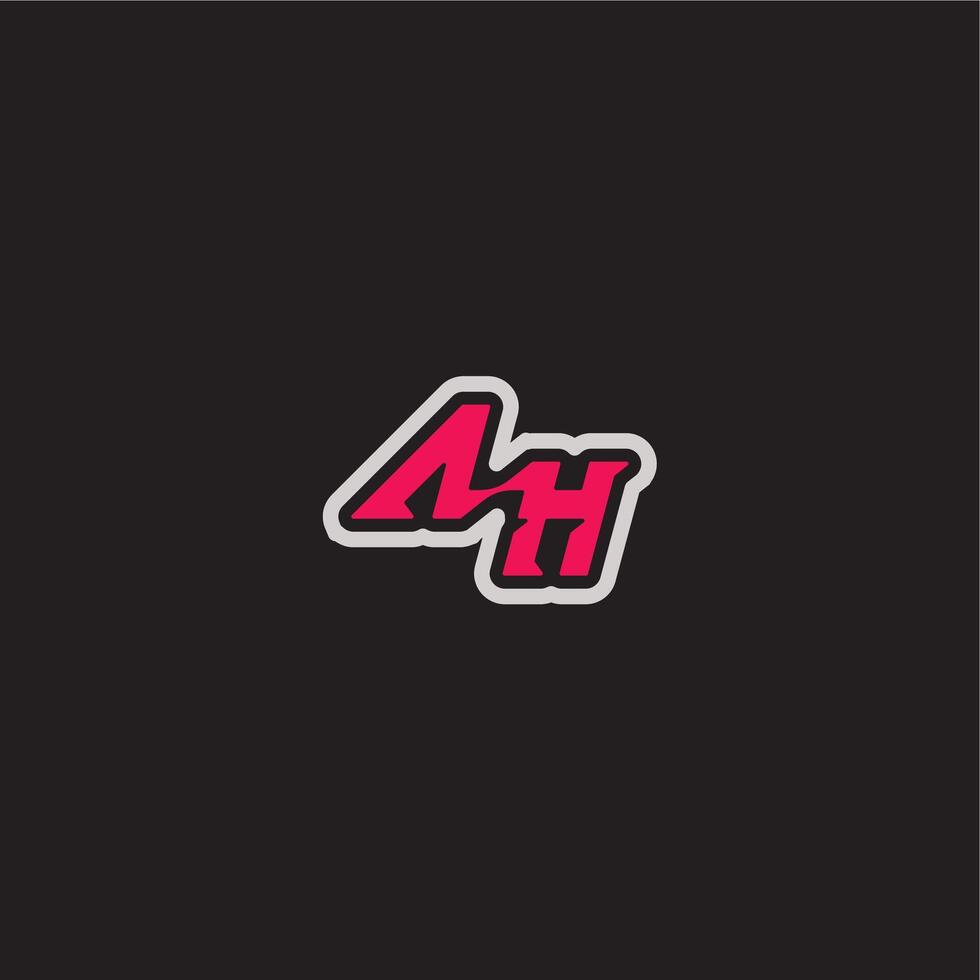 dynamic line monogram logo cool esport concept AH bold sporty gaming style letter vector