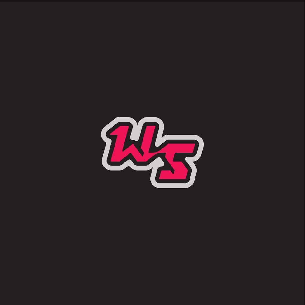 cool esport concept WS dynamic line monogram logo letter bold sporty gaming style vector