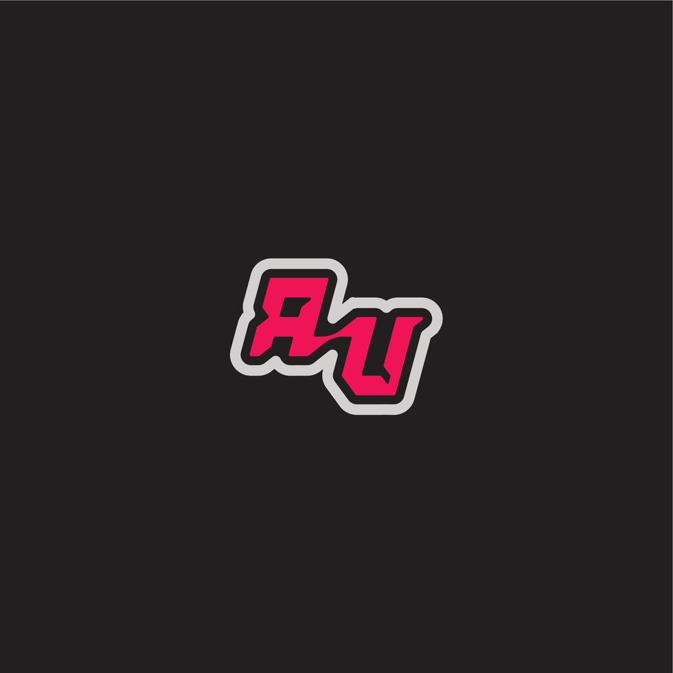 dynamic line monogram logo cool esport concept RU bold sporty gaming style letter vector