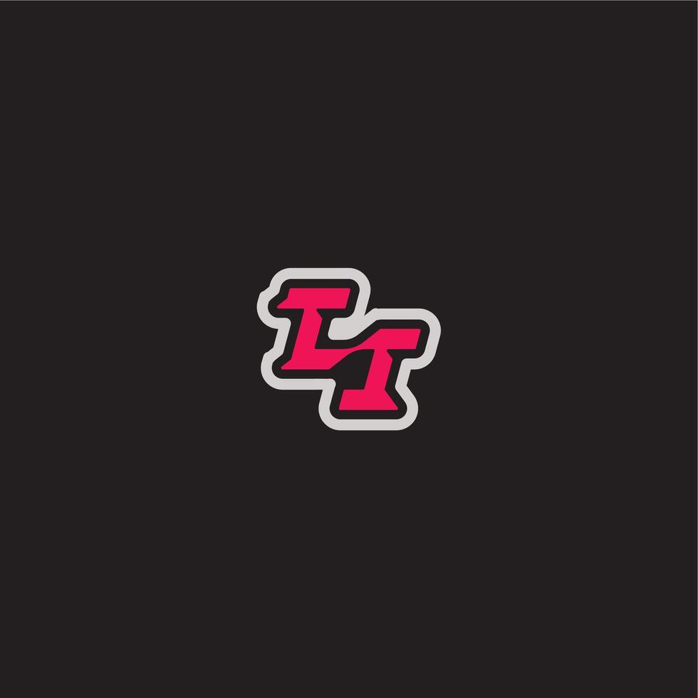 dynamic line monogram logo cool esport concept TI bold sporty gaming style letter vector