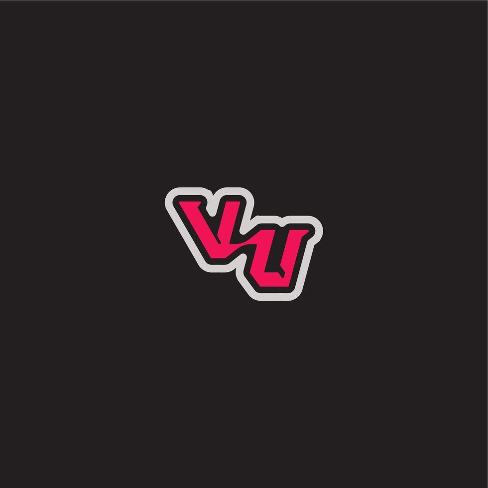 cool esport concept VU dynamic line monogram logo letter bold sporty gaming style vector