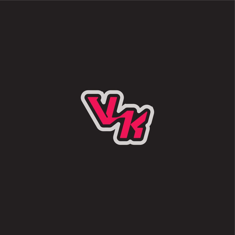 cool esport concept VK dynamic line monogram logo letter bold sporty gaming style vector