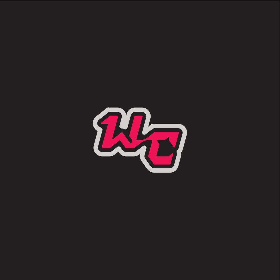cool esport concept WC dynamic line monogram logo letter bold sporty gaming style vector