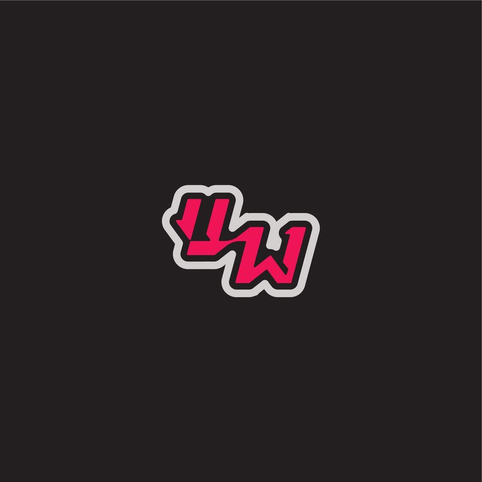 cool esport concept UW dynamic line monogram logo letter bold sporty gaming style vector