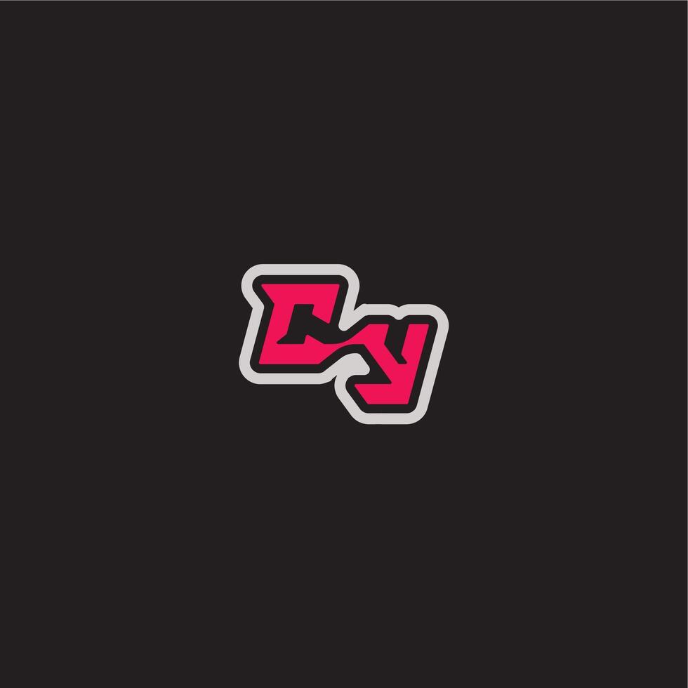 dynamic line monogram logo cool esport concept CY bold sporty gaming style letter vector