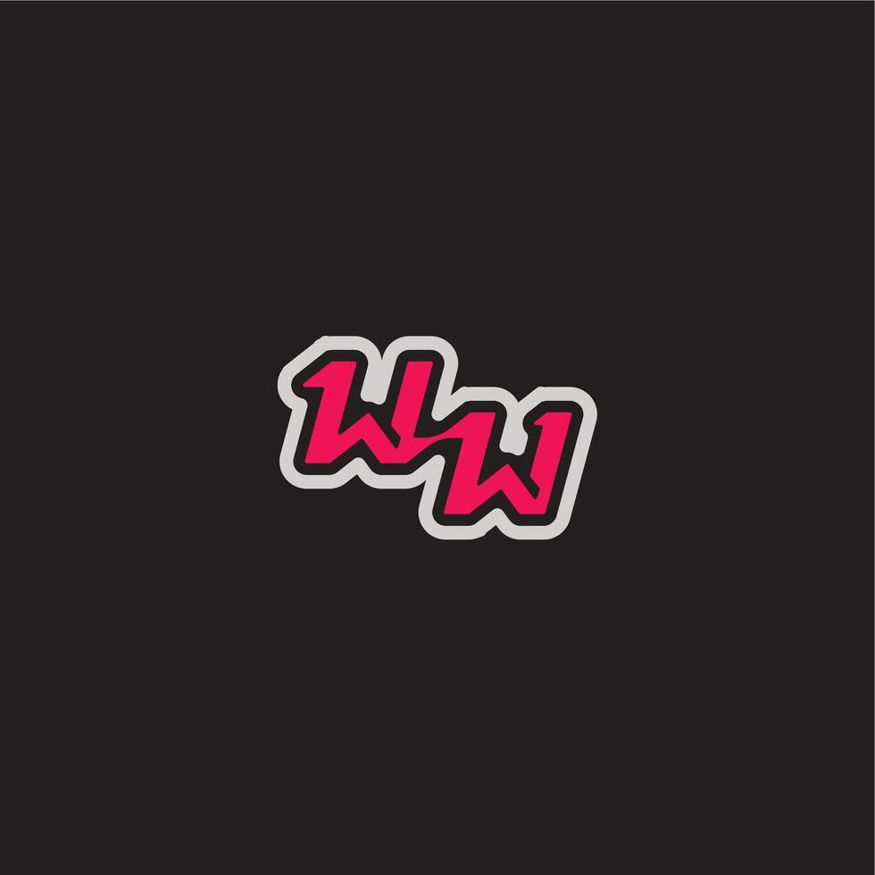 cool esport concept WW dynamic line monogram logo letter bold sporty gaming style vector