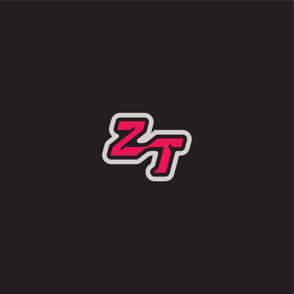 ZT letter cool esport concept bold sporty gaming style dynamic line monogram logo vector